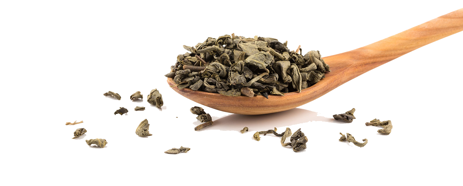 Holzlöffel mit grünem Tee, Kräuter